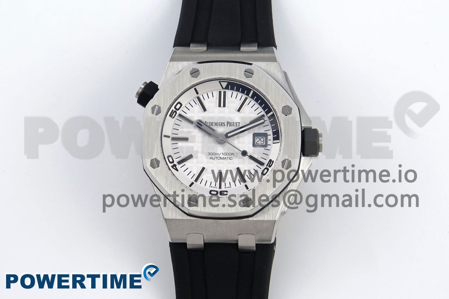 ROYAL OAK OFFSHORE DIVER 15710 IPF 1:1 BEST EDITION WHITE DIAL ON BLACK RUBBER STRAP SA3120 SUPER CLONE - Image 1