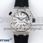 ROYAL OAK OFFSHORE DIVER 15710 IPF 1:1 BEST EDITION WHITE DIAL ON BLACK RUBBER STRAP SA3120 SUPER CLONE