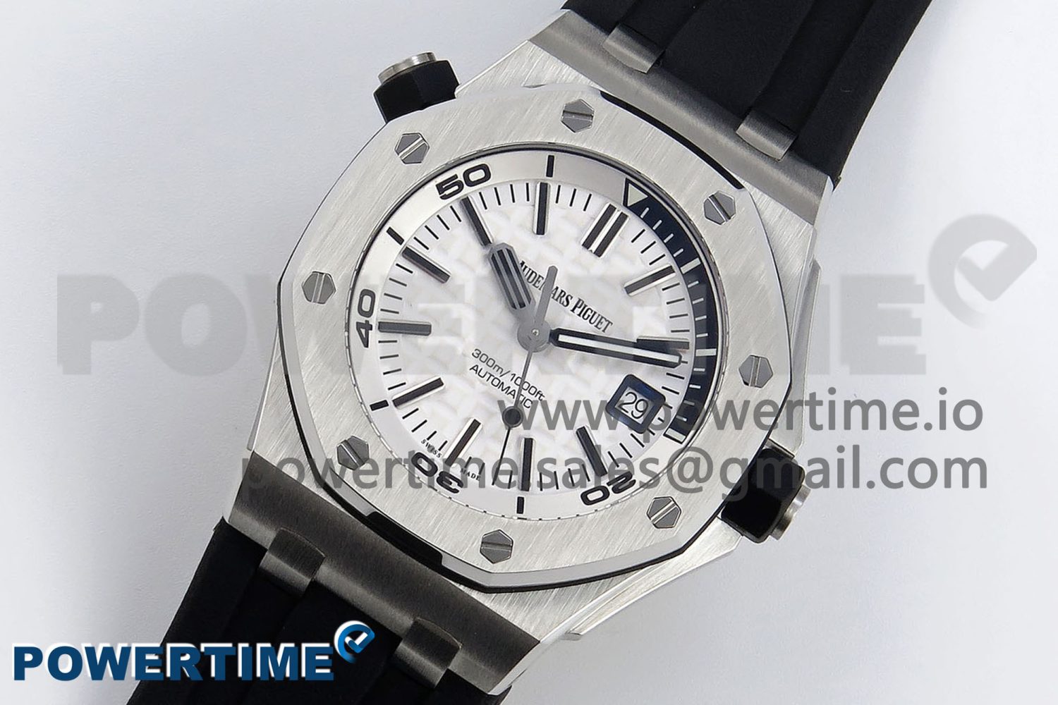 ROYAL OAK OFFSHORE DIVER 15710 IPF 1:1 BEST EDITION WHITE DIAL ON BLACK RUBBER STRAP SA3120 SUPER CLONE - Image 2