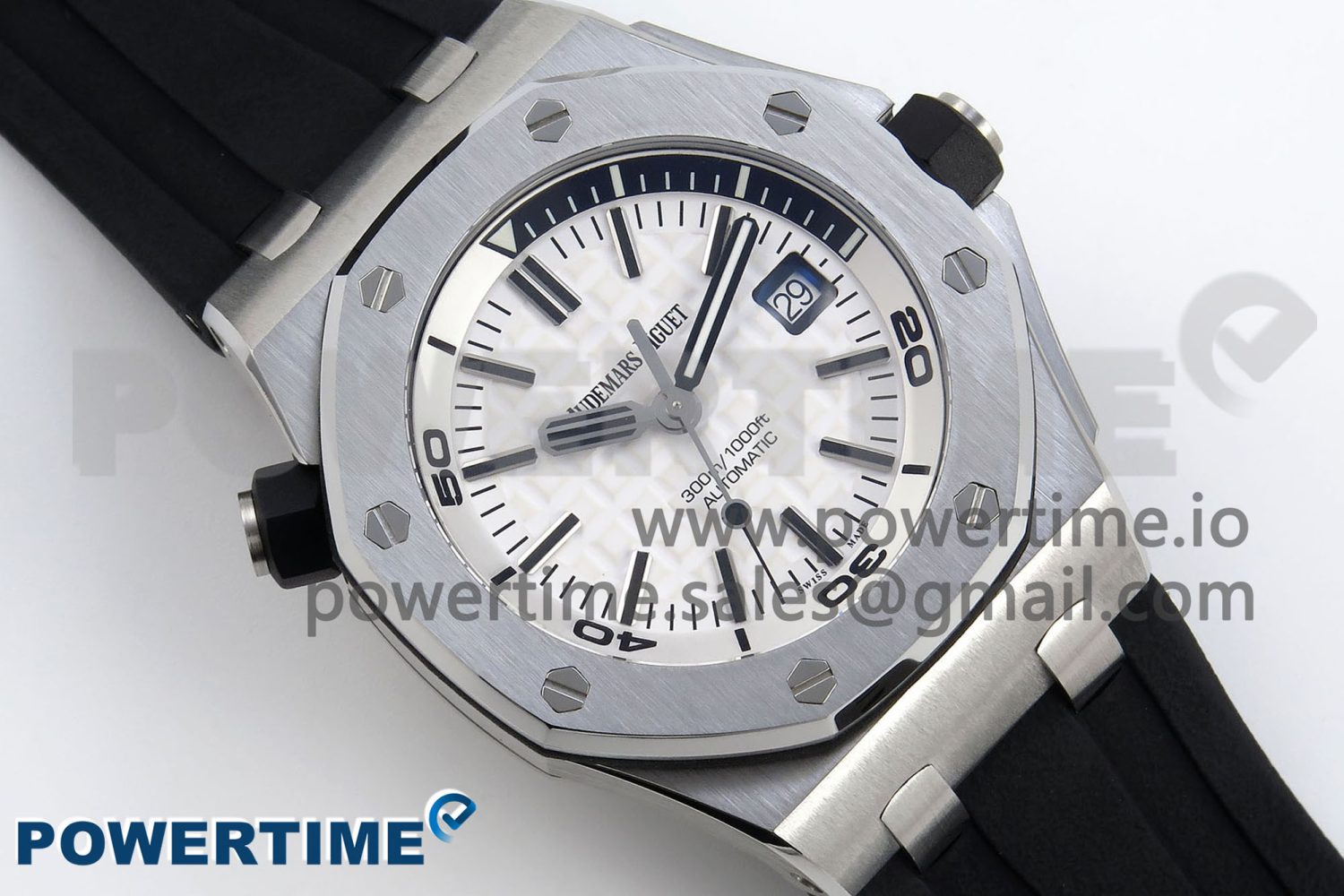 ROYAL OAK OFFSHORE DIVER 15710 IPF 1:1 BEST EDITION WHITE DIAL ON BLACK RUBBER STRAP SA3120 SUPER CLONE - Image 3