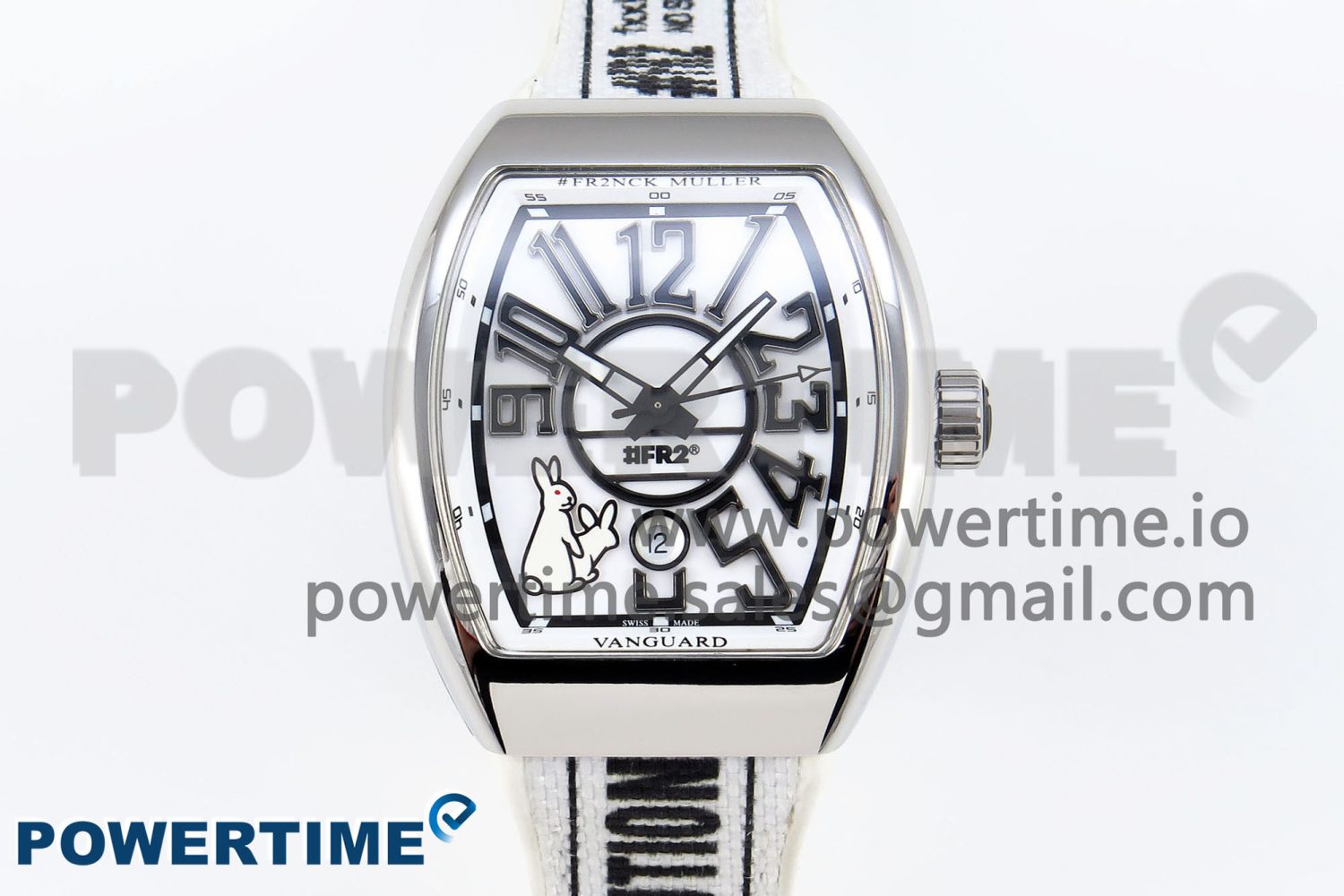 #FR2NCK Muller Vanguard Polished SS ABF Best Edition White Dial on White Rubber Strap A2824 - Image 1