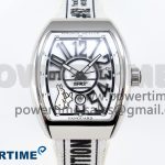 #FR2NCK Muller Vanguard Polished SS ABF Best Edition White Dial on White Rubber Strap A2824