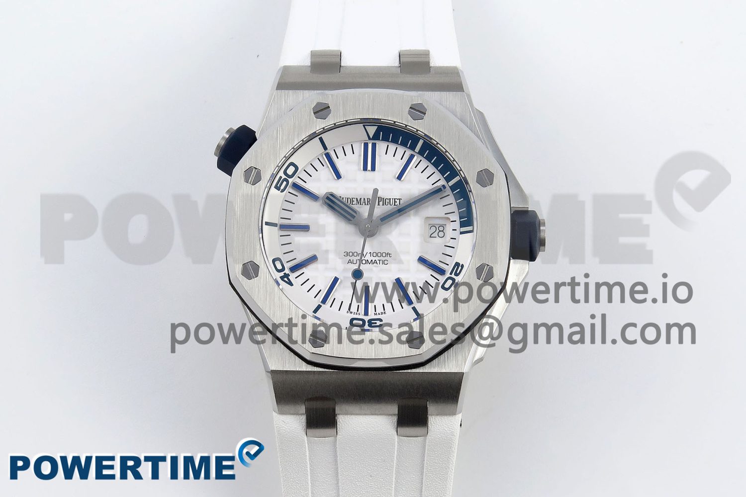 ROYAL OAK OFFSHORE DIVER 15710 IPF 1:1 BEST EDITION WHITE DIAL ON WHITE RUBBER STRAP SA3120 SUPER CLONE - Image 1