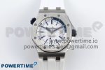 ROYAL OAK OFFSHORE DIVER 15710 IPF 1:1 BEST EDITION WHITE DIAL ON WHITE RUBBER STRAP SA3120 SUPER CLONE