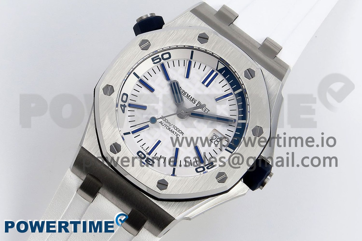 ROYAL OAK OFFSHORE DIVER 15710 IPF 1:1 BEST EDITION WHITE DIAL ON WHITE RUBBER STRAP SA3120 SUPER CLONE - Image 2