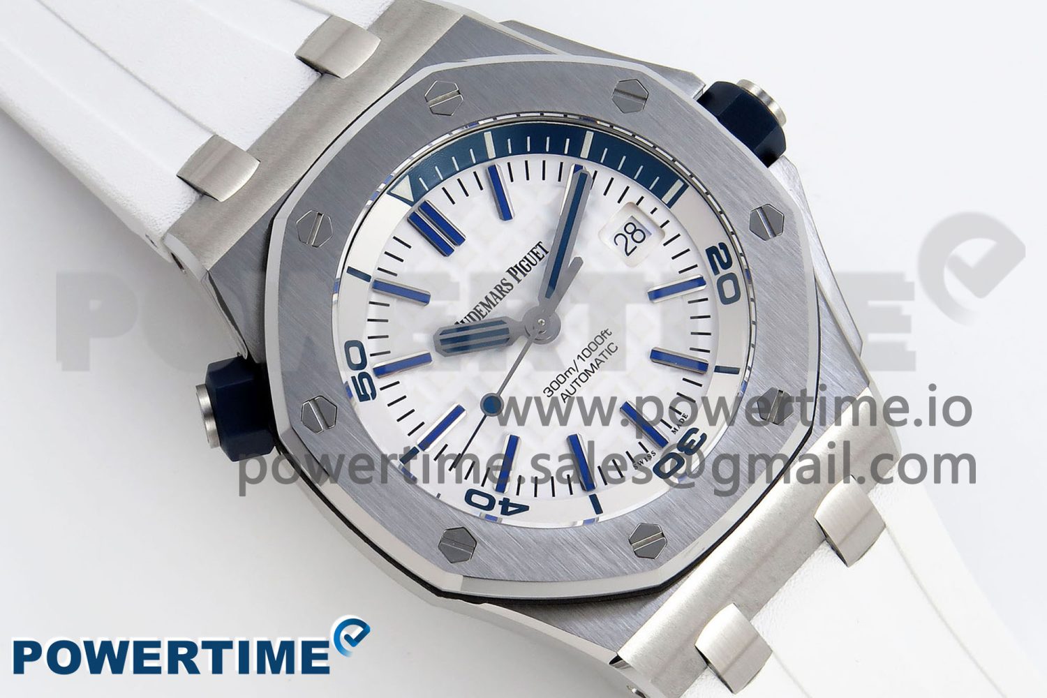 ROYAL OAK OFFSHORE DIVER 15710 IPF 1:1 BEST EDITION WHITE DIAL ON WHITE RUBBER STRAP SA3120 SUPER CLONE - Image 3