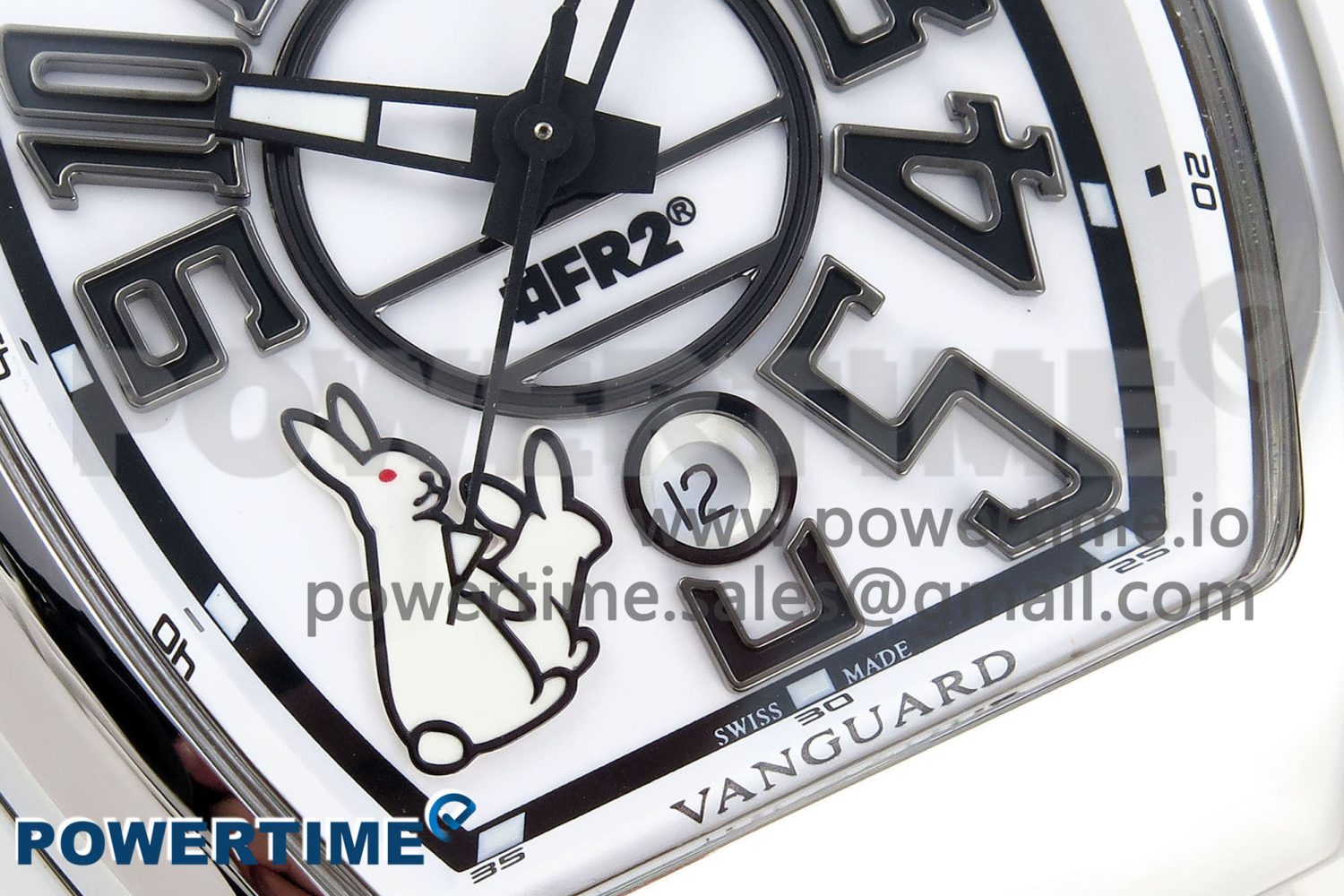 #FR2NCK Muller Vanguard Polished SS ABF Best Edition White Dial on White Rubber Strap A2824 - Image 5