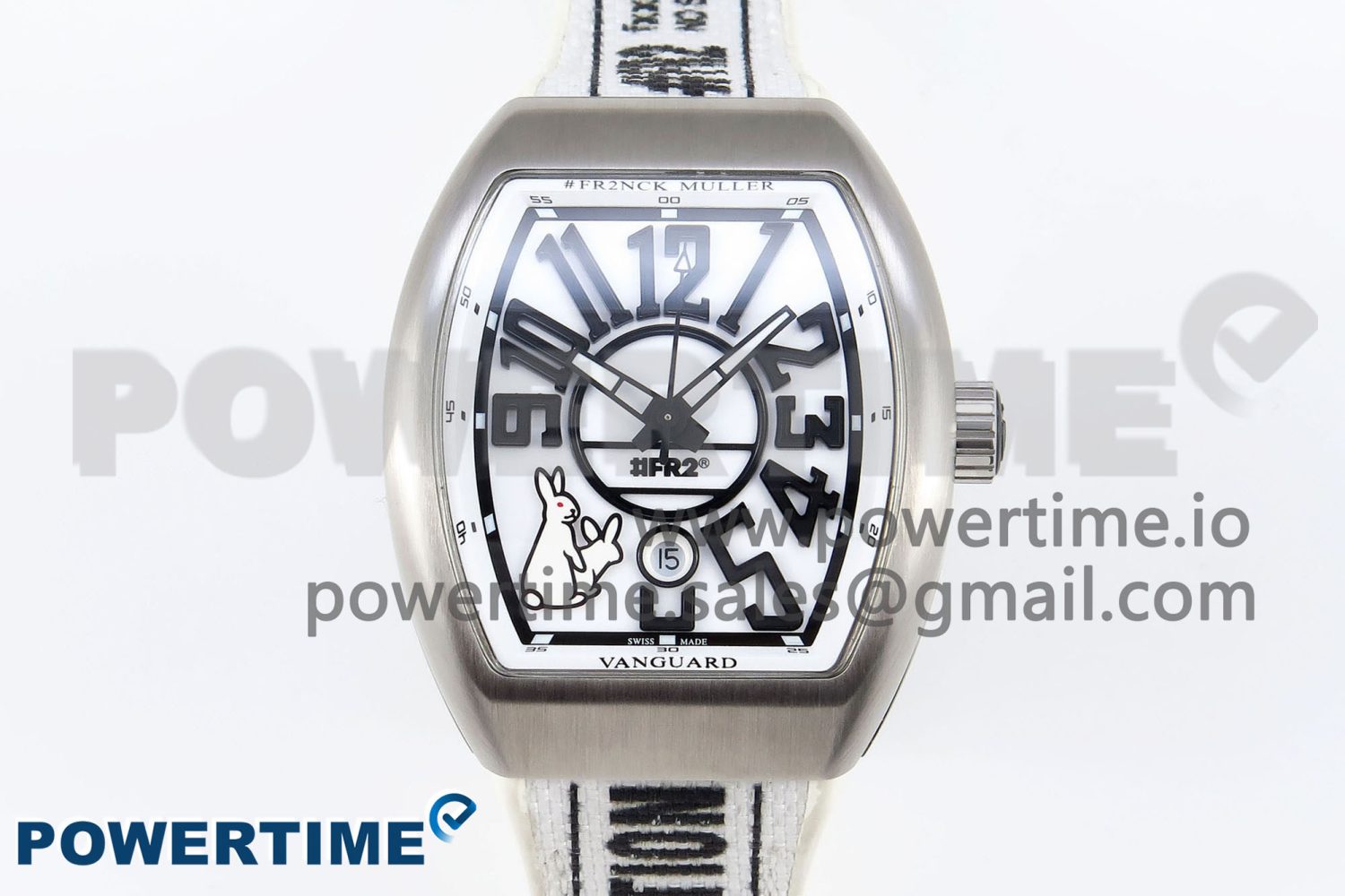 #FR2NCK Muller Vanguard Brushed SS ABF Best Edition White Dial on White Rubber Strap A2824 - Image 1