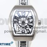 #FR2NCK Muller Vanguard Brushed SS ABF Best Edition White Dial on White Rubber Strap A2824