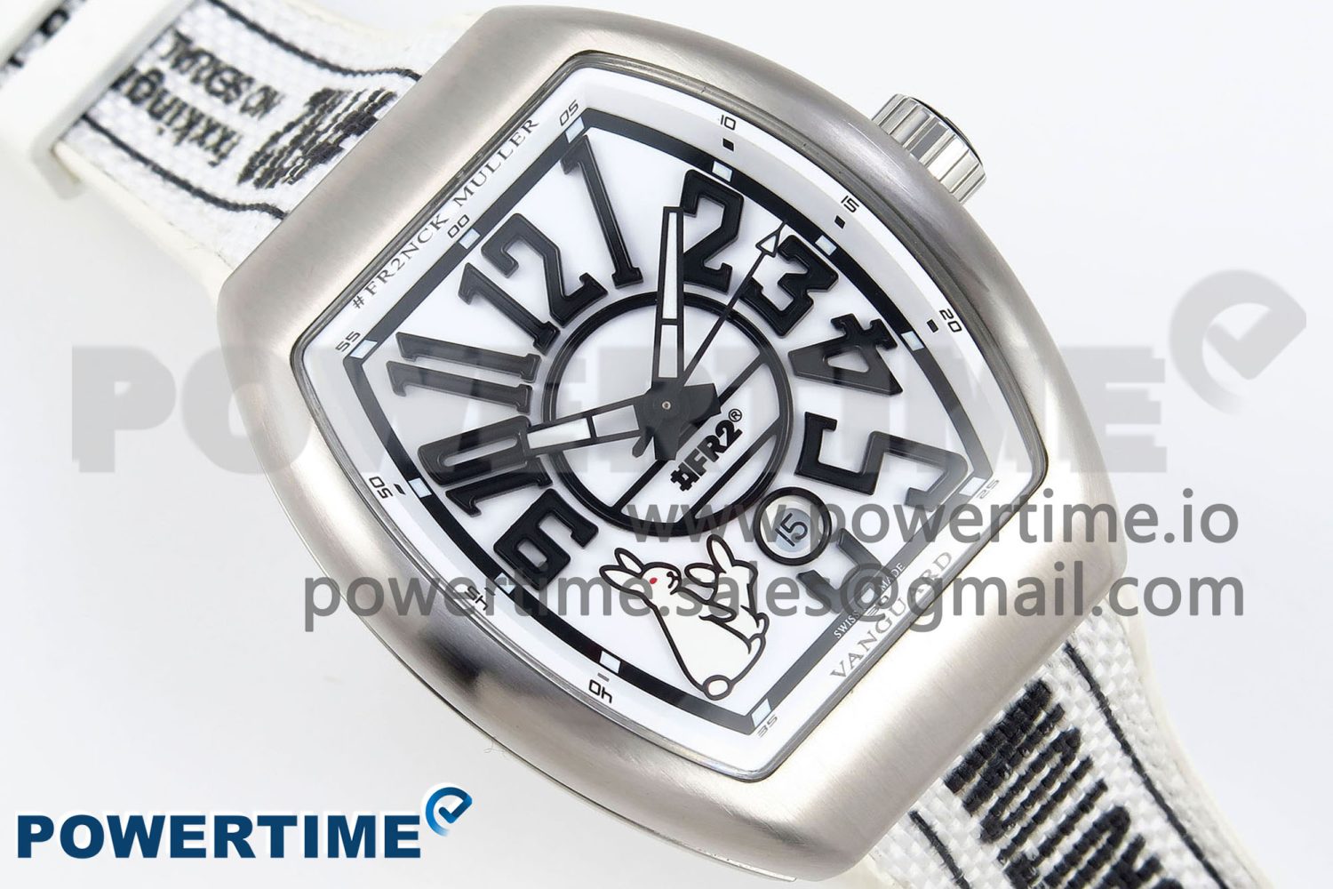 #FR2NCK Muller Vanguard Brushed SS ABF Best Edition White Dial on White Rubber Strap A2824 - Image 3