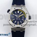 ROYAL OAK OFFSHORE DIVER 15710 IPF 1:1 BEST EDITION BLUE DIAL ON BLUE RUBBER STRAP SA3120 SUPER CLONE