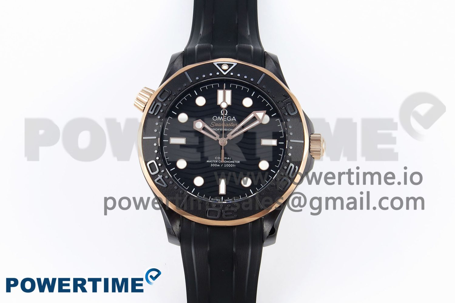 SEAMASTER 300M 43.5MM BLACK CERAMIC VSF 1:1 BEST EDITION BLACK DIAL RG BEZEL ON BLACK RUBBER STRAP A8806 - Image 1