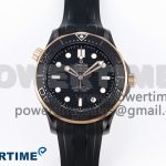 SEAMASTER 300M 43.5MM BLACK CERAMIC VSF 1:1 BEST EDITION BLACK DIAL RG BEZEL ON BLACK RUBBER STRAP A8806