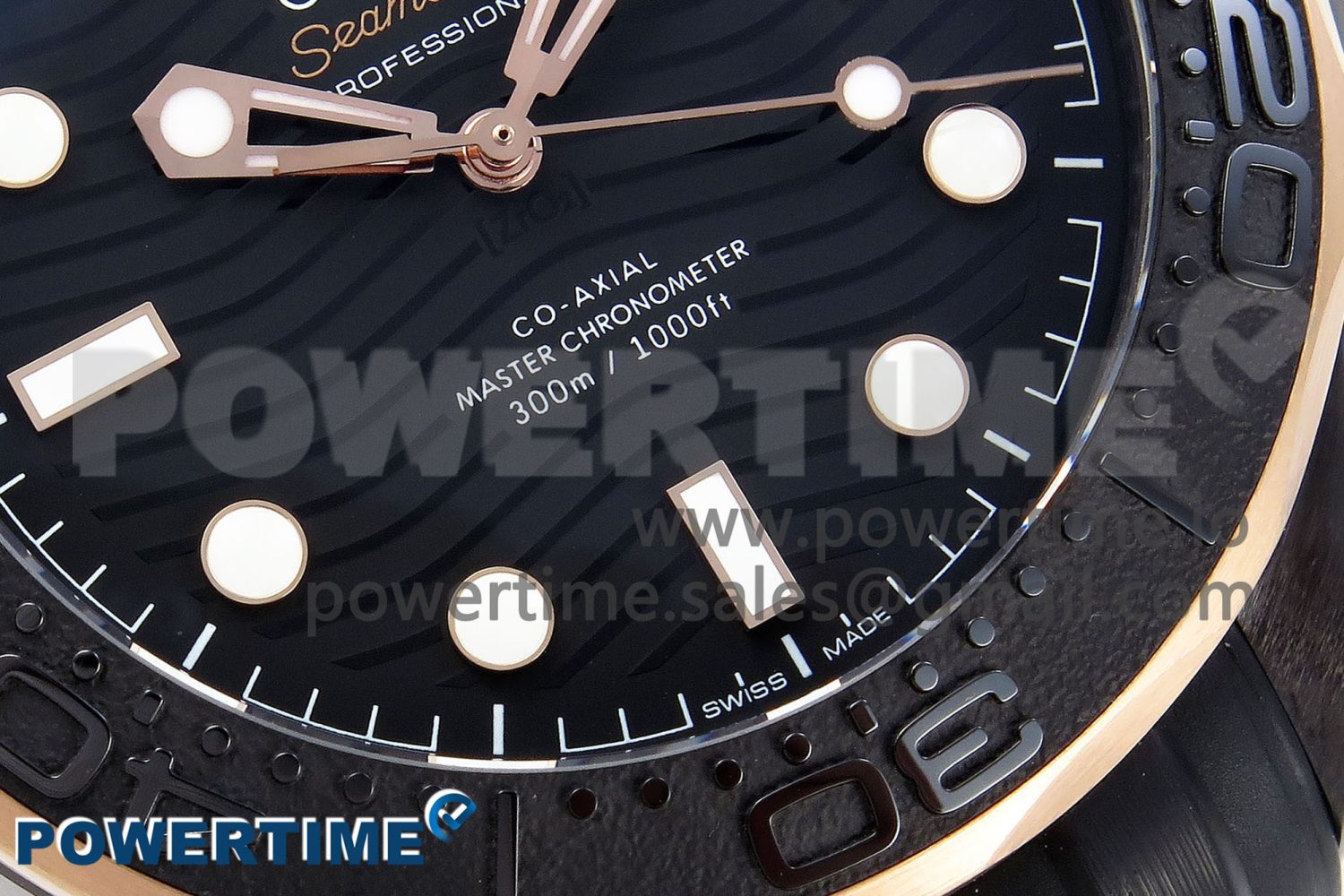 SEAMASTER 300M 43.5MM BLACK CERAMIC VSF 1:1 BEST EDITION BLACK DIAL RG BEZEL ON BLACK RUBBER STRAP A8806 - Image 5