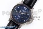 PAM1279 X LUMINOR GMT 42MM TITANIUM VSF 1:1 BEST EDITION BLUE DIAL ON BLACK LEATHER STRAP P.9011 SUPER CLONE - Image 3