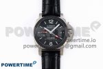 PAM1096 W LUMINOR GMT 42MM TITANIUM VSF 1:1 BEST EDITION BLACK DIAL ON BLACK LEATHER STRAP P.9011 SUPER CLONE