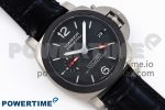 PAM1096 W LUMINOR GMT 42MM TITANIUM VSF 1:1 BEST EDITION BLACK DIAL ON BLACK LEATHER STRAP P.9011 SUPER CLONE - Image 3