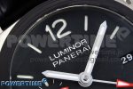 PAM1096 W LUMINOR GMT 42MM TITANIUM VSF 1:1 BEST EDITION BLACK DIAL ON BLACK LEATHER STRAP P.9011 SUPER CLONE - Image 4
