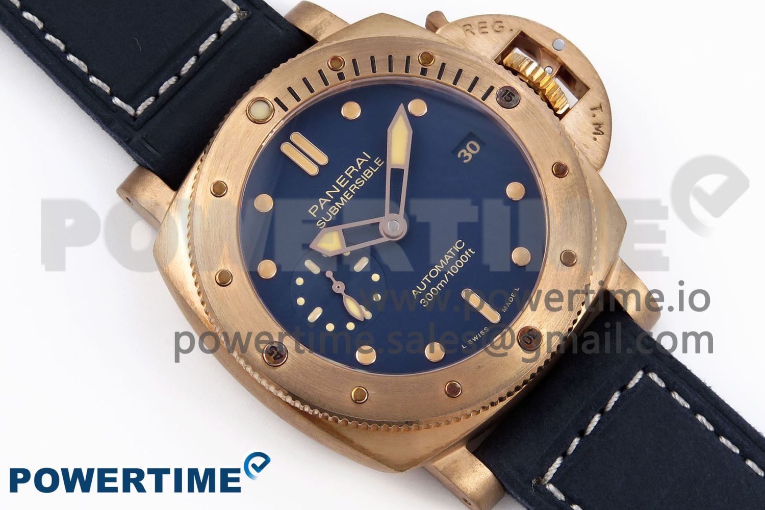 PAM1074 W BRONZO VSF 1:1 BEST EDITION BLUE DIAL ON BLUE CALFSKIN STRAP P.900 CLONE - Image 4
