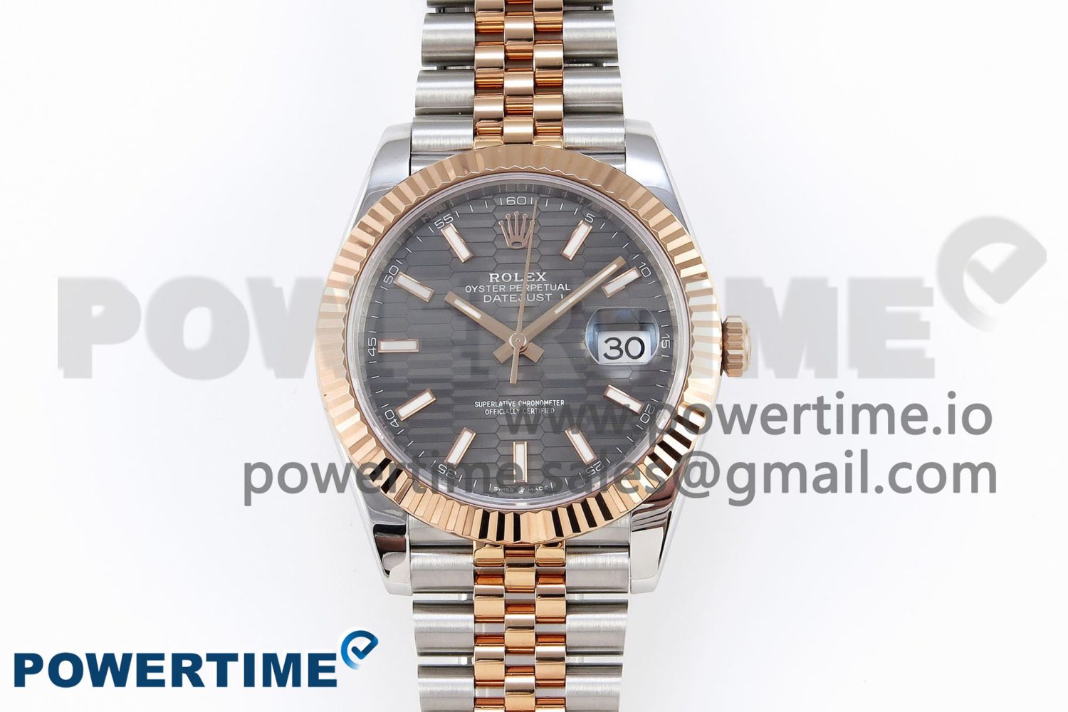 DATEJUST 41 126331 VSF 1:1 BEST EDITION 904L STEEL GRAY TEXTURED DIAL ON SS/RG JUBILEE BRACELET VS3235 - Image 1