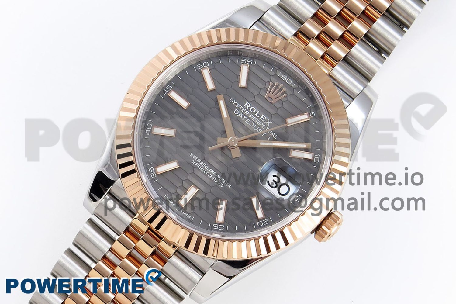 DATEJUST 41 126331 VSF 1:1 BEST EDITION 904L STEEL GRAY TEXTURED DIAL ON SS/RG JUBILEE BRACELET VS3235 - Image 2