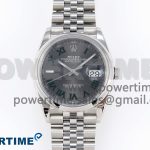 DATEJUST 36 SS 126200 VSF 1:1 BEST EDITION 904L STEEL GRAY DIAL GREEN ROMAN ON JUBILEE BRACELET VS3235