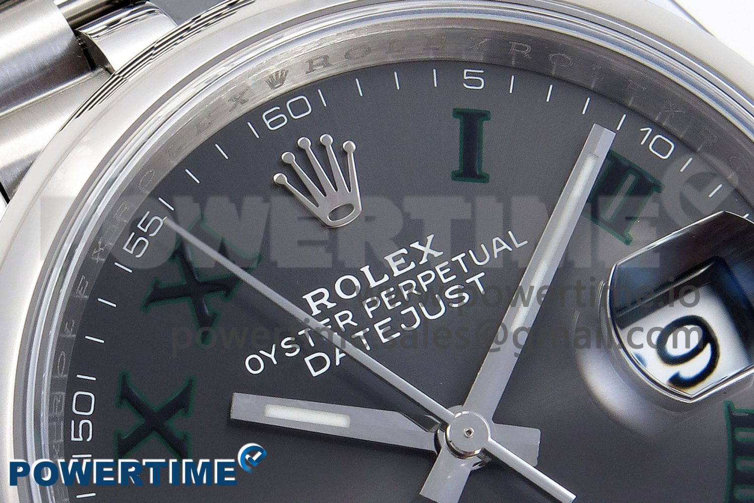 DATEJUST 36 SS 126200 VSF 1:1 BEST EDITION 904L STEEL GRAY DIAL GREEN ROMAN ON JUBILEE BRACELET VS3235 - Image 5