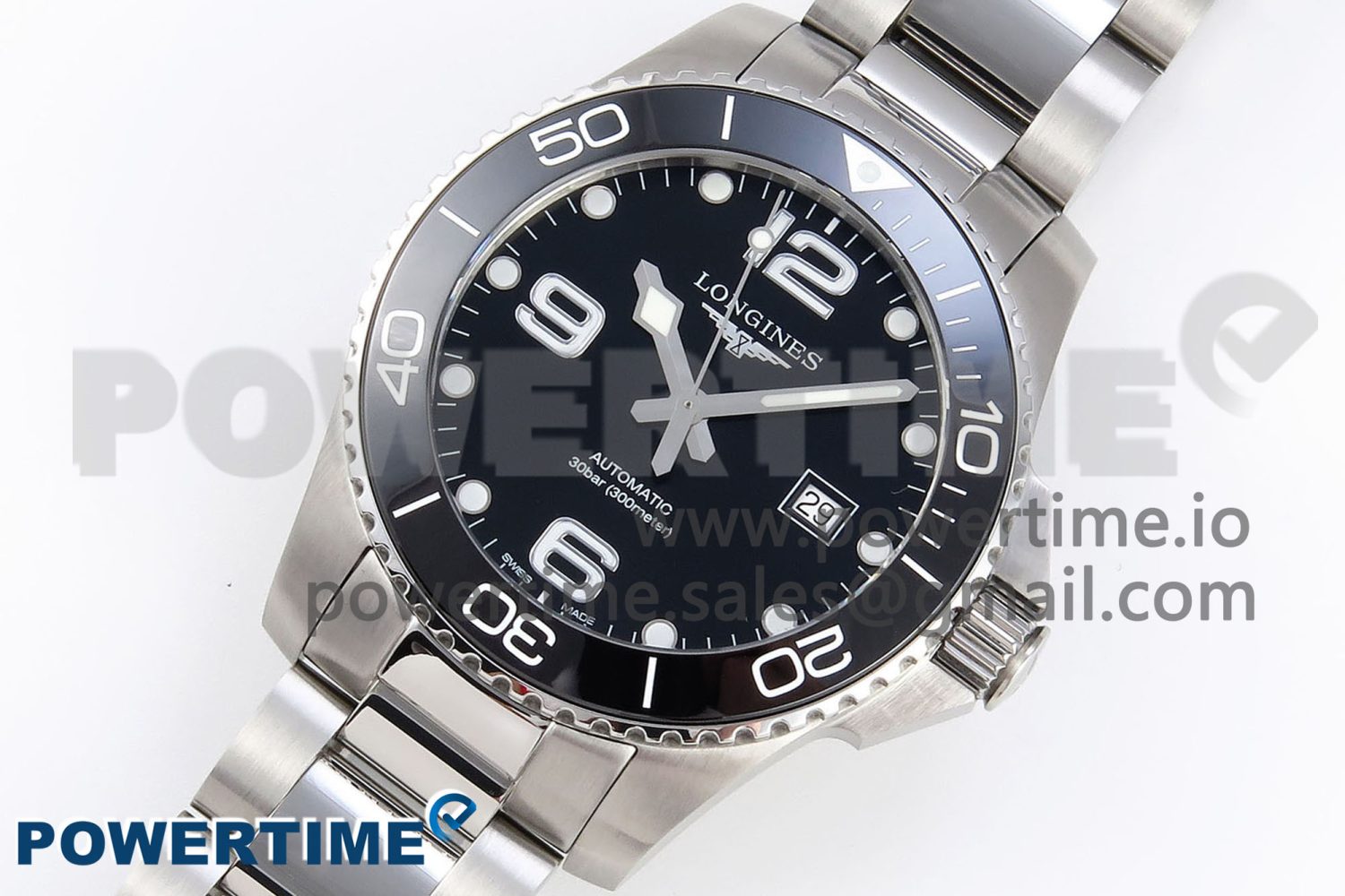 HYDROCONQUEST 43MM SS BLACK CERAMIC BEZEL XF 1:1 BEST EDITION BLACK DIAL ON SS BRACELET L888 - Image 2