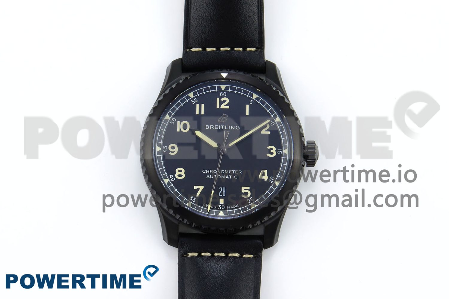 Navitimer 8 Automatic 41mm PVD TF 1:1 Best Edition Black Dial on Black Leather Strap A2824 - Image 1