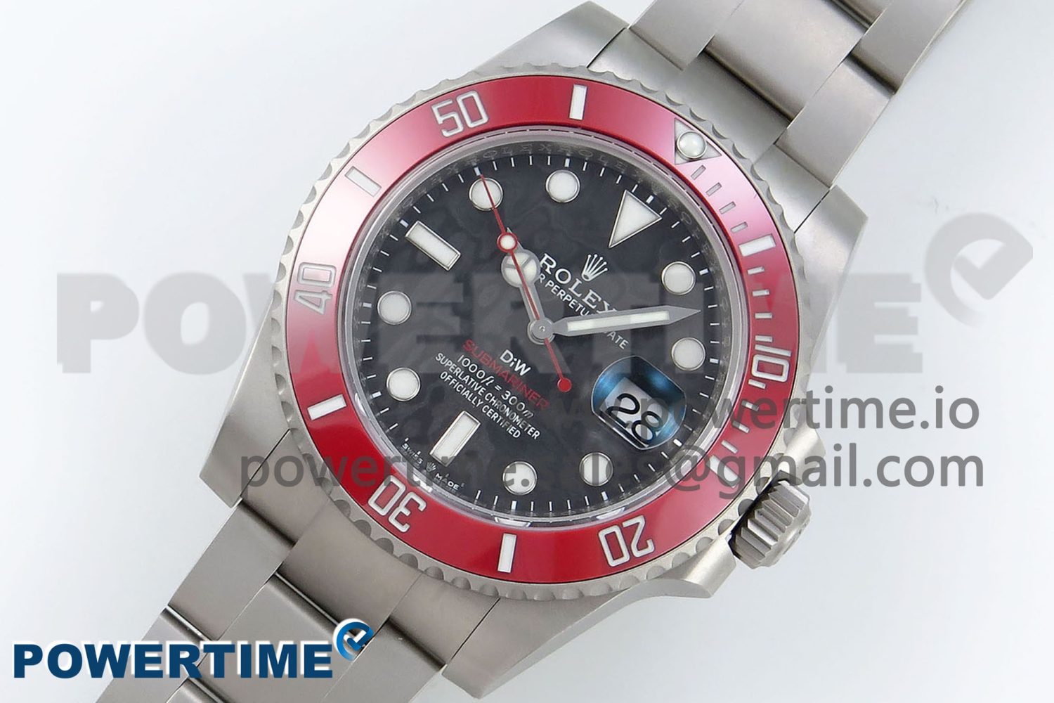 Submariner DIW Red Ceramic Bezel VSF 1:1 Best Edition Black Carbon Dial on Sandblasted Bracelet VS3135 - Image 2