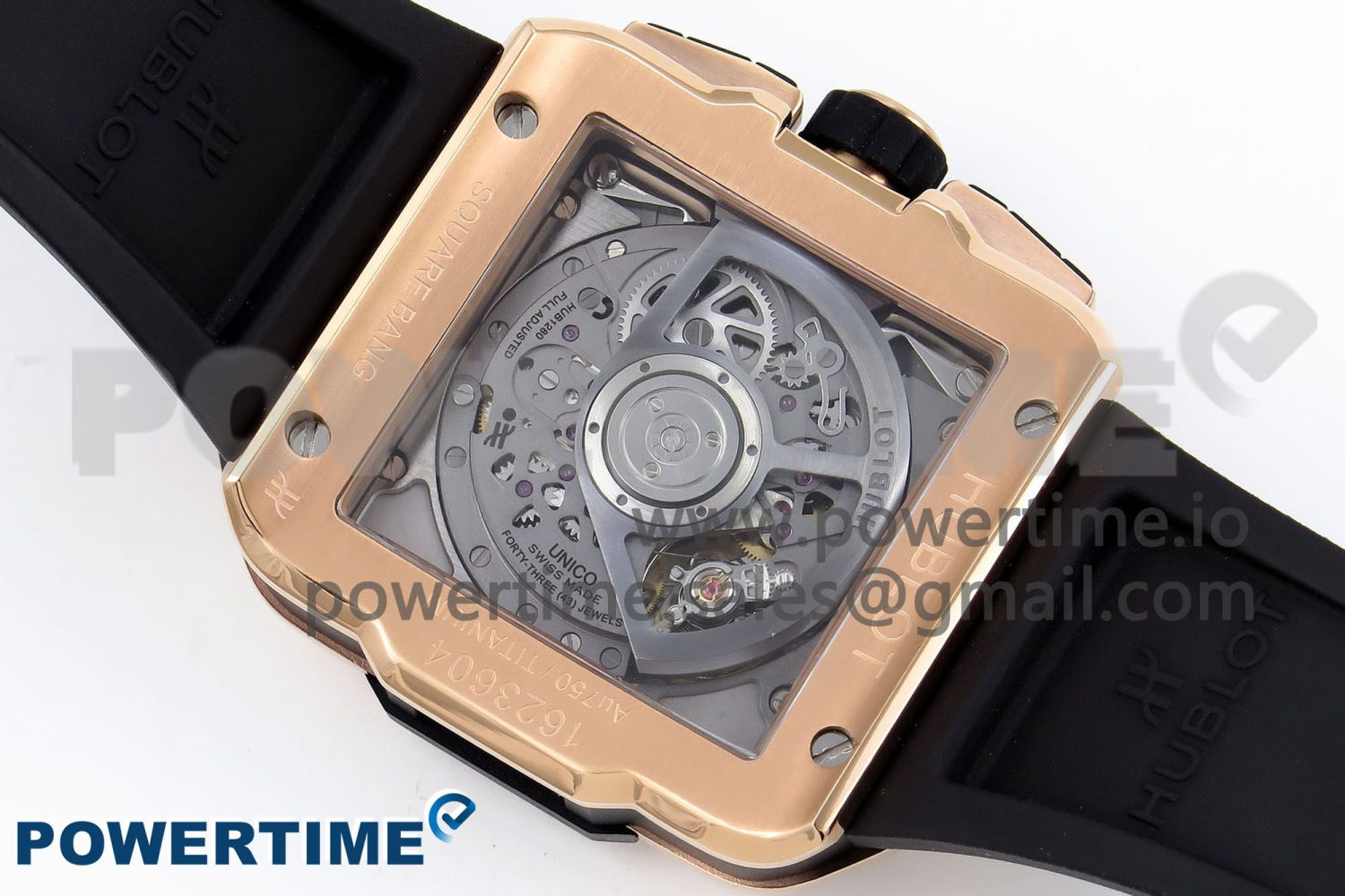 Square Bang Unico 42mm RG BBF 1:1 Best Edition Skeleton Dial on Black Rubber Strap A1280 - Image 8
