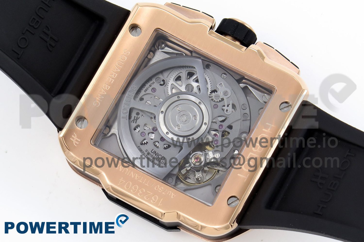Square Bang Unico 42mm RG BBF 1:1 Best Edition Skeleton Dial Ceramic Bezel on Black Rubber Strap A1280 - Image 9