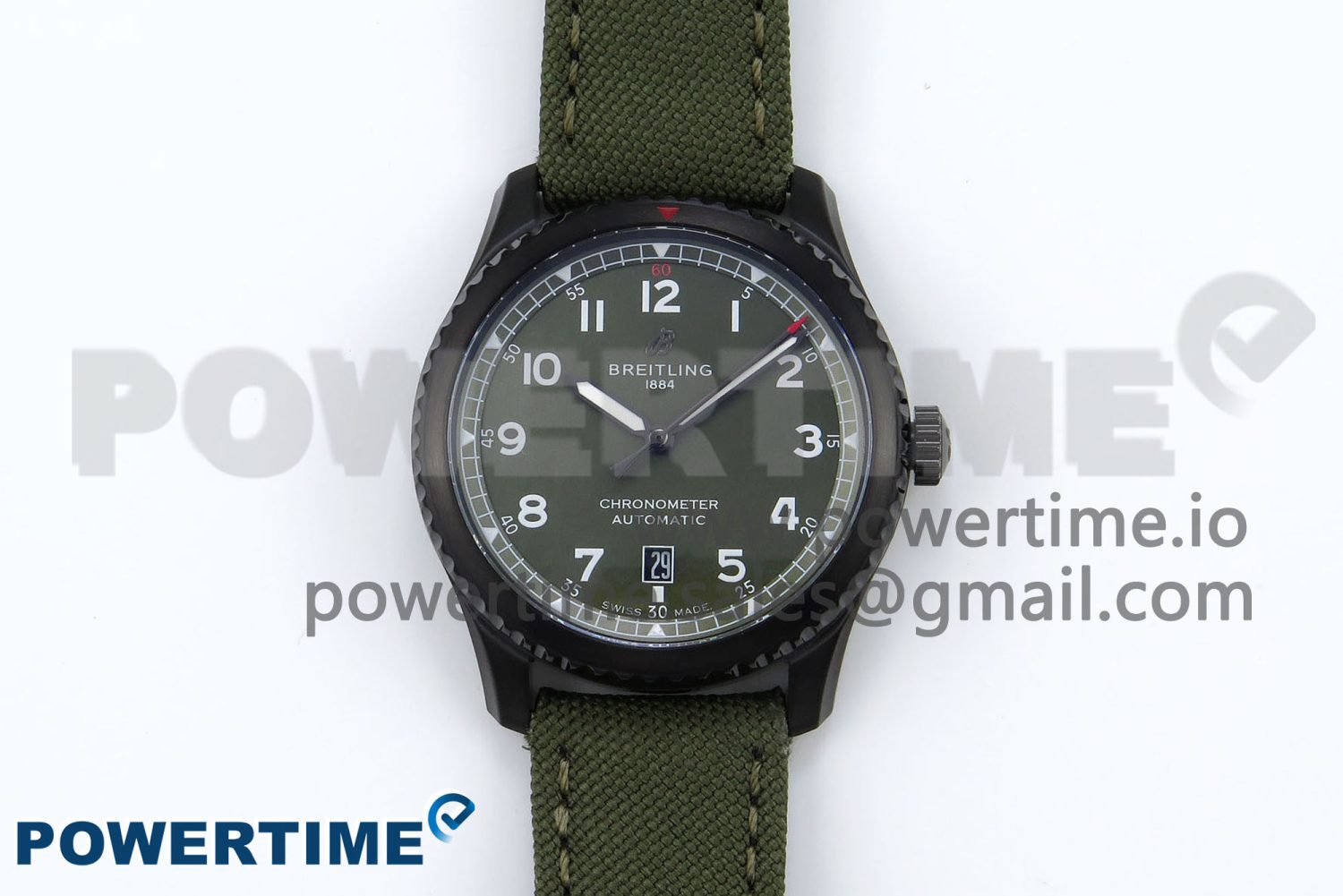 Navitimer 8 Automatic 41mm PVD TF 1:1 Best Edition Green Dial on Green Nylon Strap A2824 - Image 1
