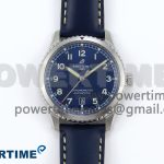 Navitimer 8 Automatic 41mm SS TF 1:1 Best Edition Blue Dial on Blue Leather Strap A2824