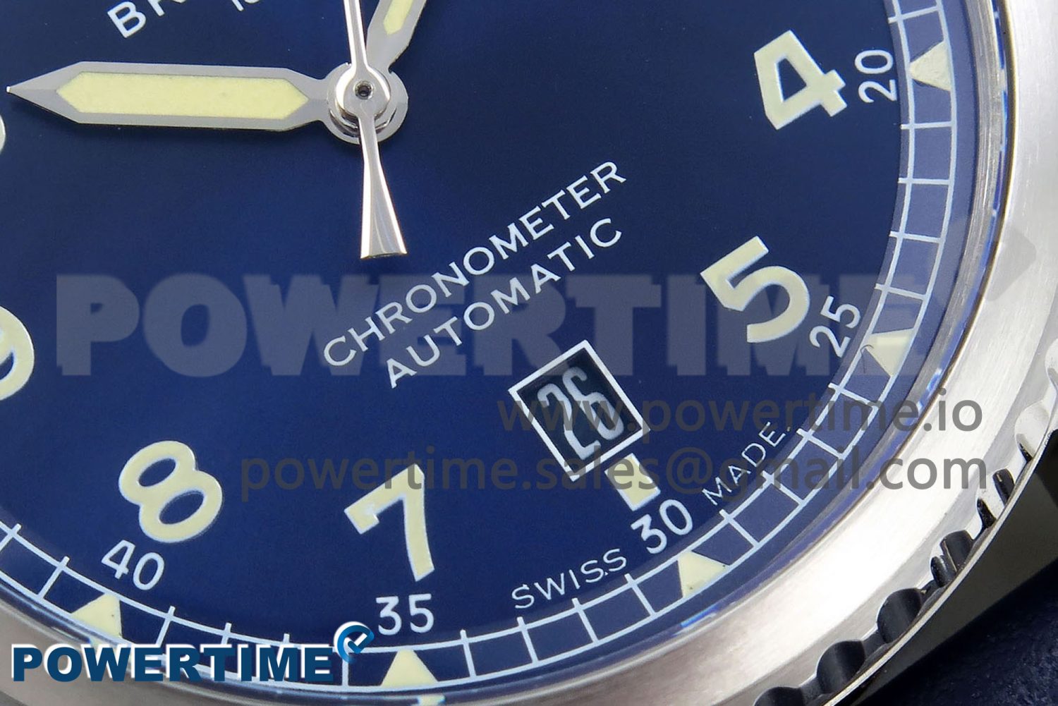 Navitimer 8 Automatic 41mm SS TF 1:1 Best Edition Blue Dial on Blue Leather Strap A2824 - Image 5