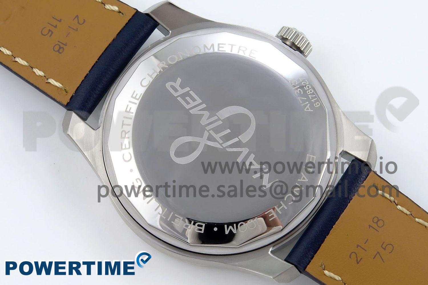 Navitimer 8 Automatic 41mm SS TF 1:1 Best Edition Blue Dial on Blue Leather Strap A2824 - Image 8