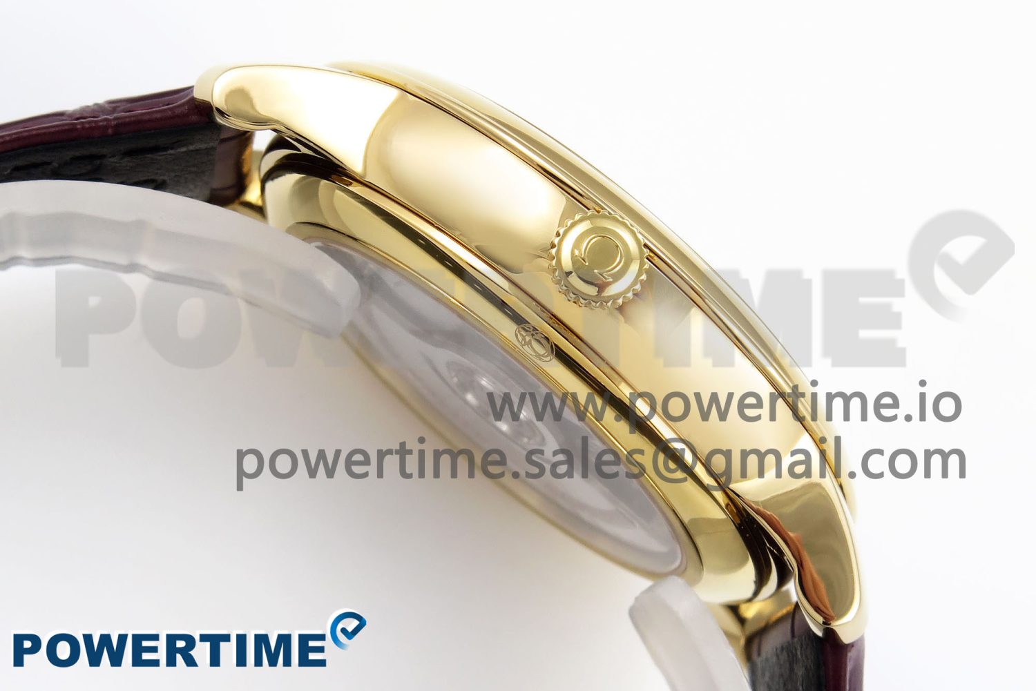 De Ville Date YG MKF 1:1 Best Edition White Textured Dial Roman Marker on Brown Leather Strap A8800 - Image 6