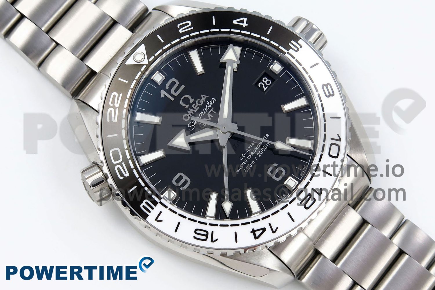 Planet Ocean 600M ‘Tai Chi’ GMT 43.5mm VSF 1:1 Best Edition Black/White Ceramic Bezel and Dial on SS Bracelet A8906 Super Clone - Image 3