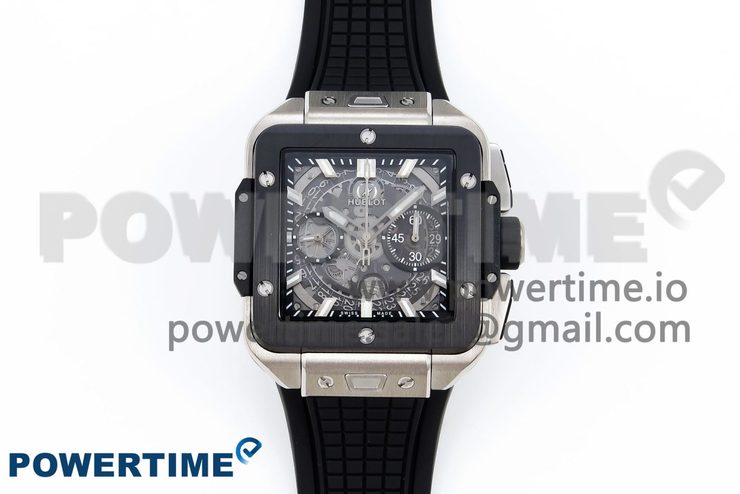 Square Bang Unico 42mm Titanium BBF 1:1 Best Edition Skeleton Dial Ceramic Bezel on Black Rubber Strap A1280 - Image 1