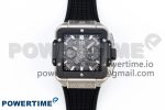 Square Bang Unico 42mm Titanium BBF 1:1 Best Edition Skeleton Dial Ceramic Bezel on Black Rubber Strap A1280