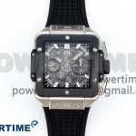 Square Bang Unico 42mm Titanium BBF 1:1 Best Edition Skeleton Dial Ceramic Bezel on Black Rubber Strap A1280