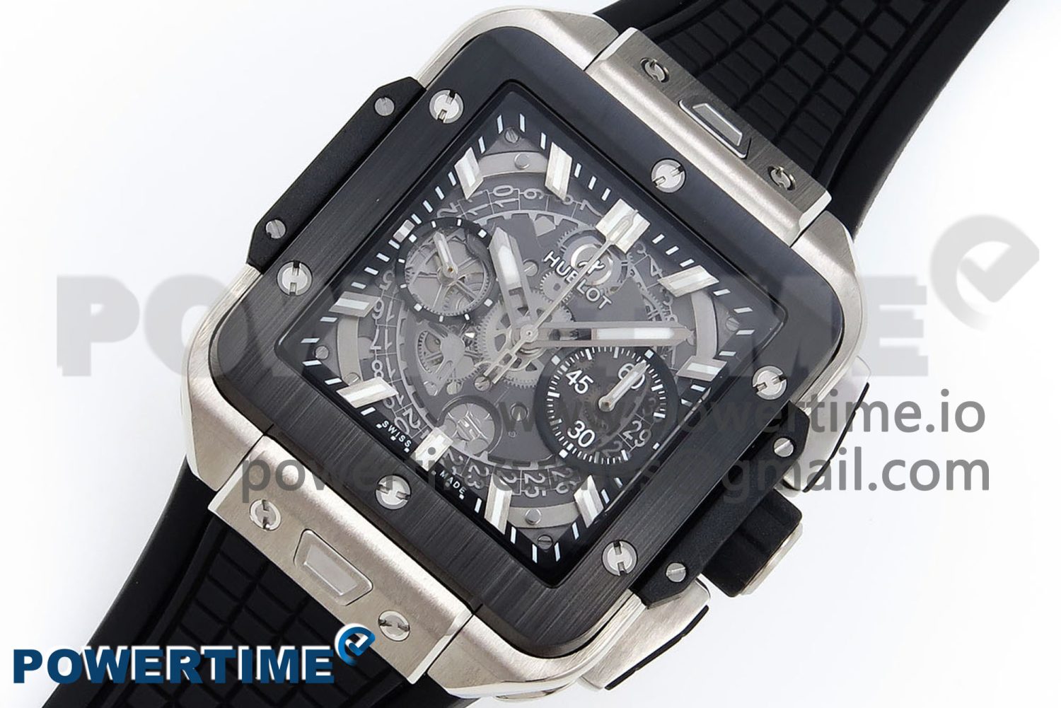 Square Bang Unico 42mm Titanium BBF 1:1 Best Edition Skeleton Dial Ceramic Bezel on Black Rubber Strap A1280 - Image 2