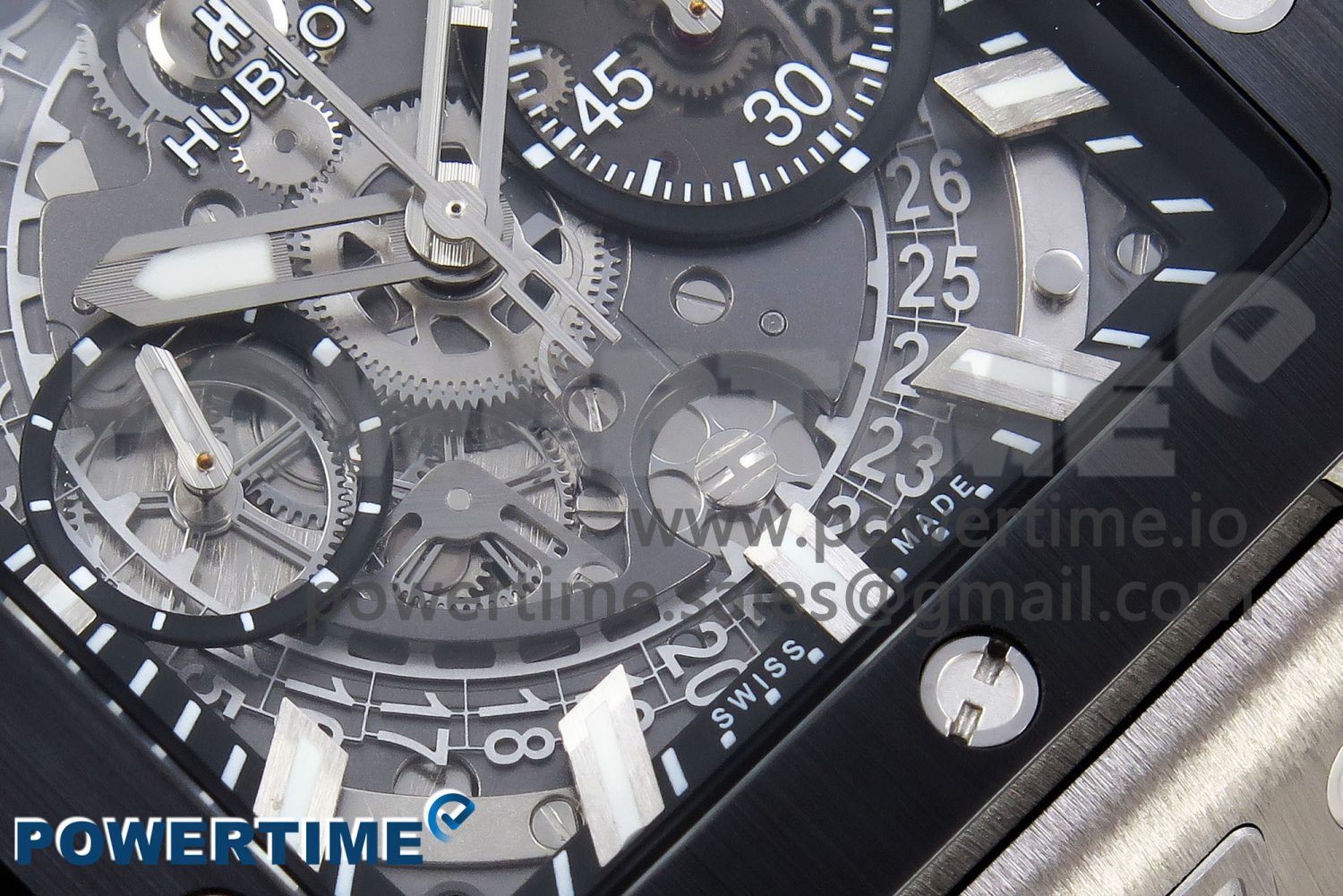 Square Bang Unico 42mm Titanium BBF 1:1 Best Edition Skeleton Dial Ceramic Bezel on Black Rubber Strap A1280 - Image 5