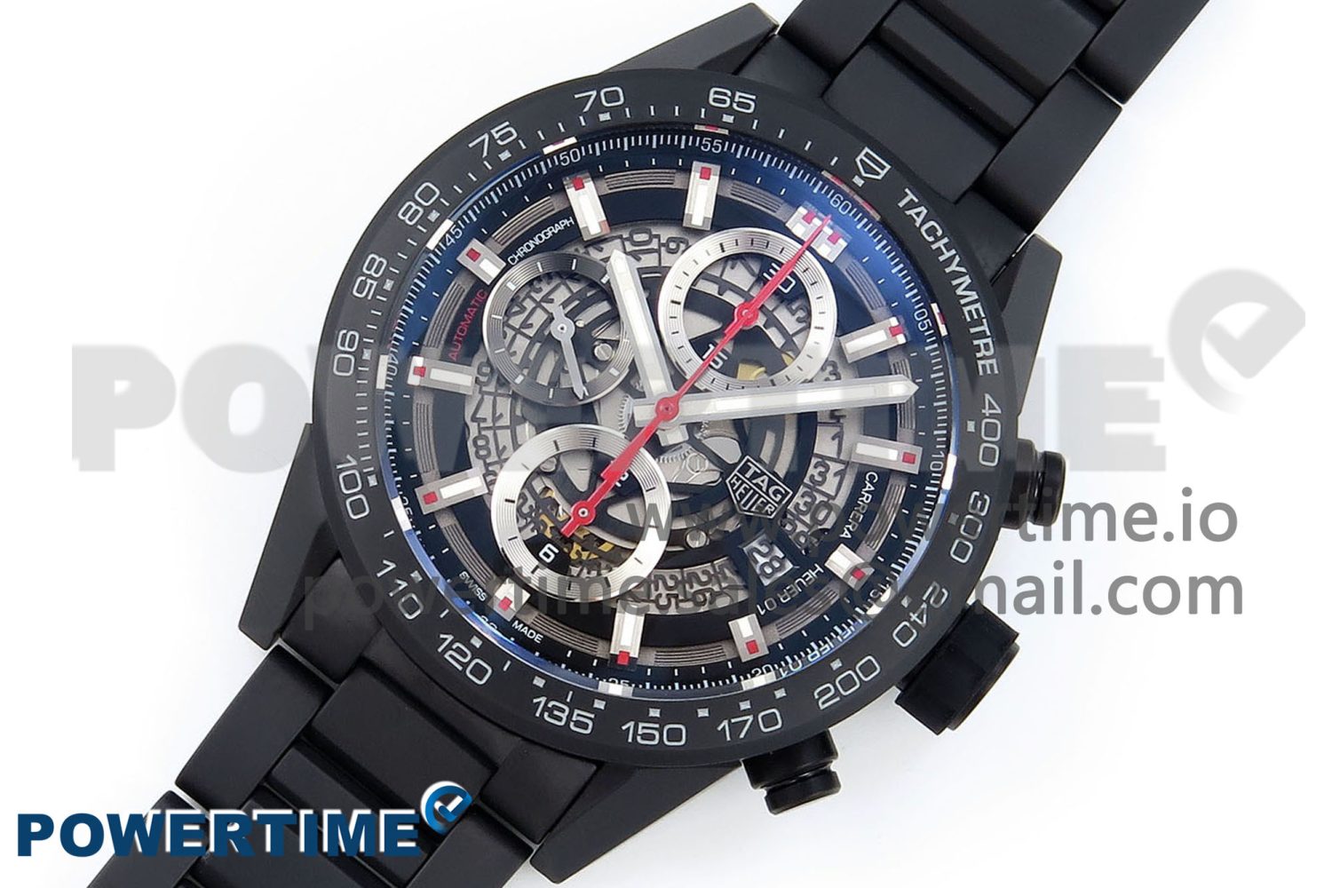 Calibre Heuer 01 Chrono 43mm Ceramic VSF 1:1 Best Edition Skeleton Dial on Ceramic Bracelet A1887 - Image 2