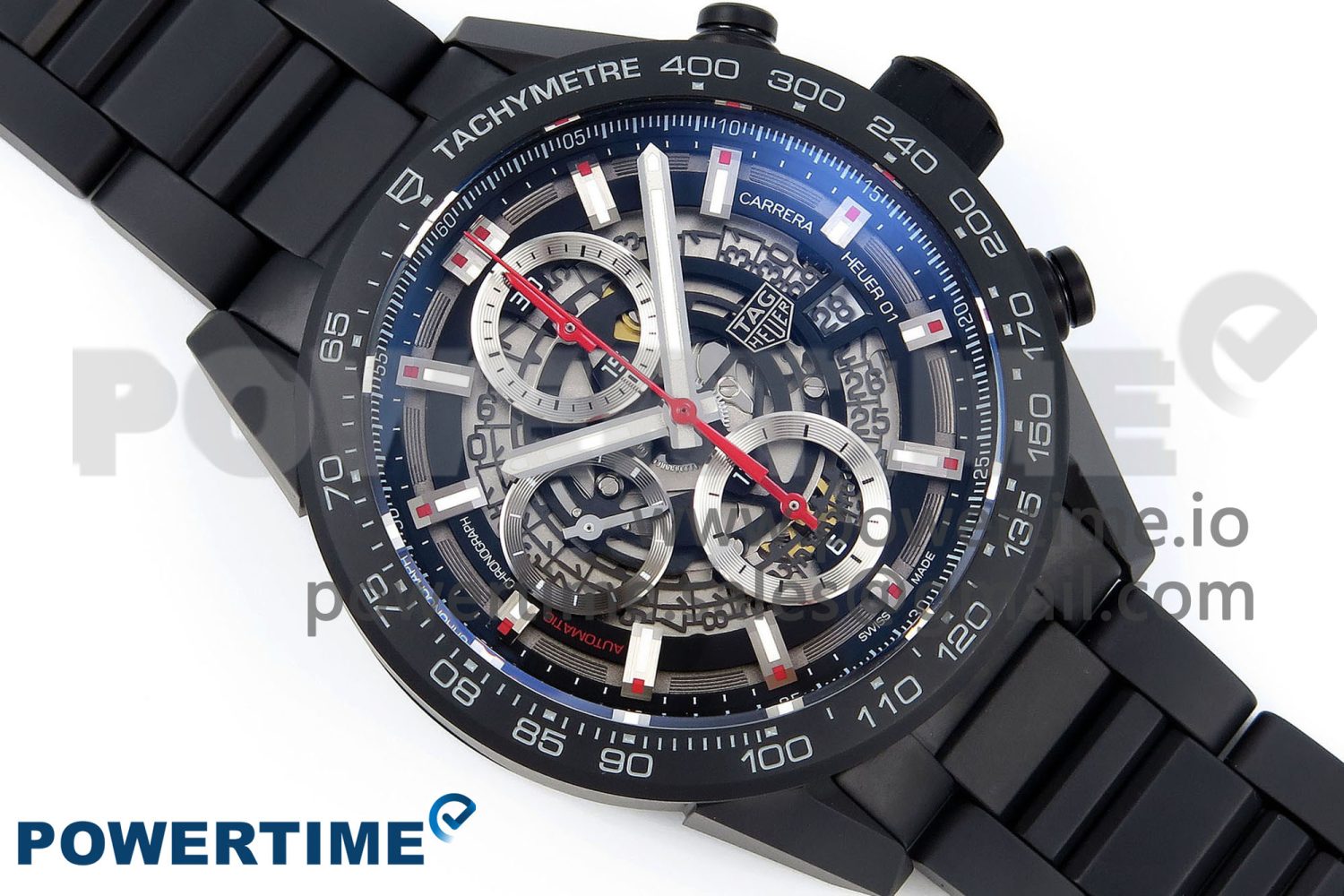 Calibre Heuer 01 Chrono 43mm Ceramic VSF 1:1 Best Edition Skeleton Dial on Ceramic Bracelet A1887 - Image 3