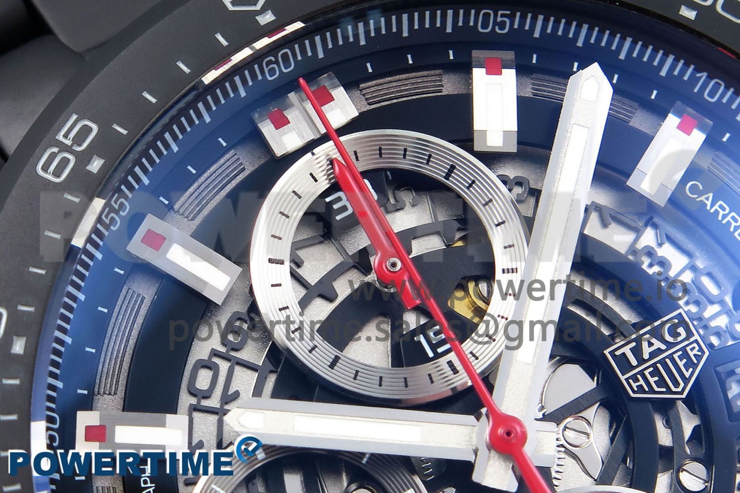 Calibre Heuer 01 Chrono 43mm Ceramic VSF 1:1 Best Edition Skeleton Dial on Ceramic Bracelet A1887 - Image 4
