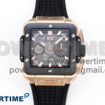 Square Bang Unico 42mm RG BBF 1:1 Best Edition Skeleton Dial Ceramic Bezel on Black Rubber Strap A1280