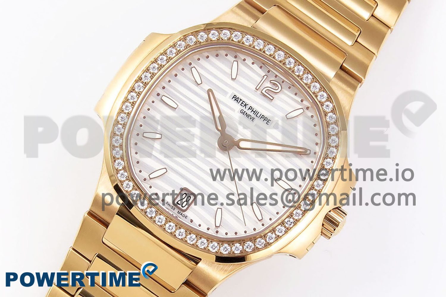 NAUTILUS 7118 LADIES RG PPF 1:1 BEST EDITION WHITE DIAL DIAMONDS BEZEL ON RG BRACELET 324CS - Image 2