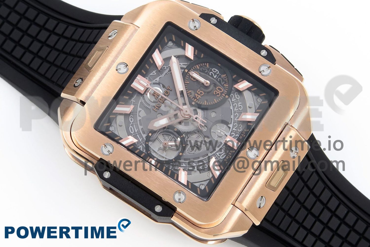 Square Bang Unico 42mm RG BBF 1:1 Best Edition Skeleton Dial on Black Rubber Strap A1280 - Image 3