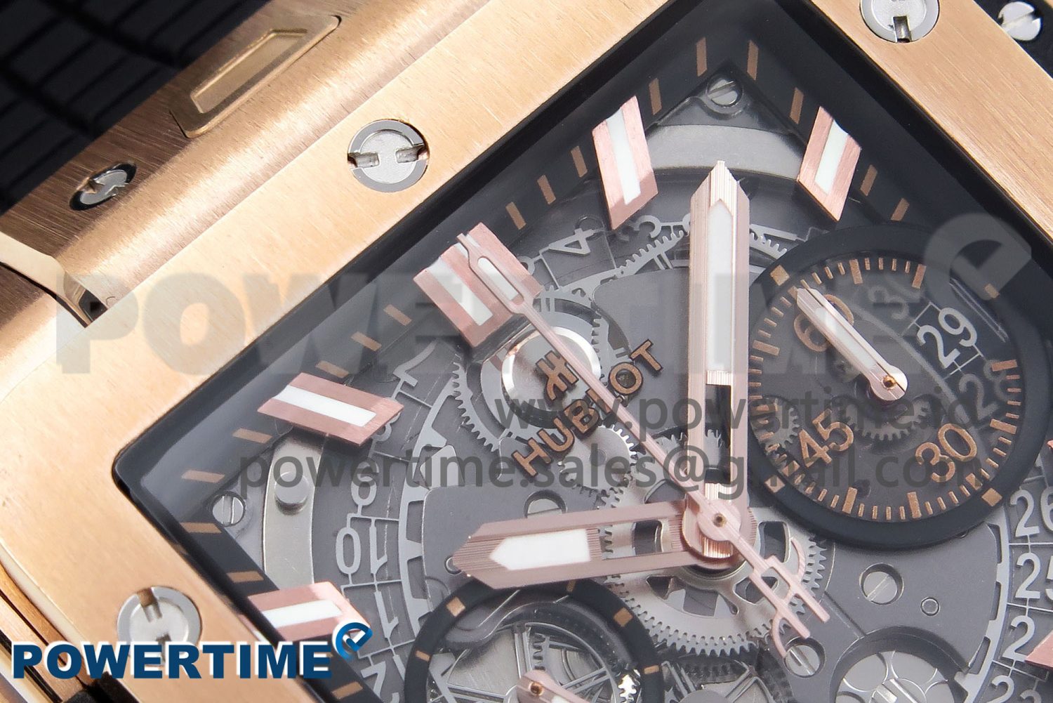 Square Bang Unico 42mm RG BBF 1:1 Best Edition Skeleton Dial on Black Rubber Strap A1280 - Image 4